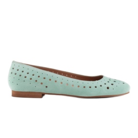 Marco Shoes Kvinders ballerinaer med perforering på overdelen grøn