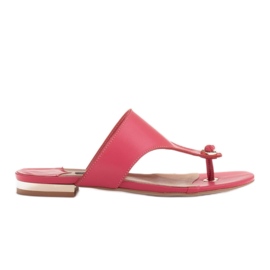 Marco Shoes Flade læder-flip-flops med metallisk hæl lyserød
