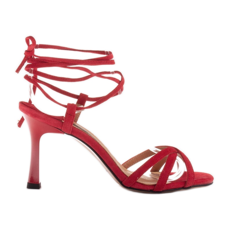 Marco Shoes Elegante sandaler på en høj hæl med en bundet rem rød