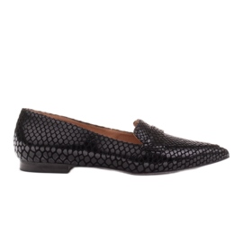 Marco Shoes Slangeskind ruskind ballerinaer sort