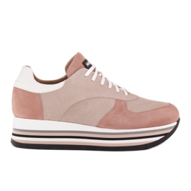 Marco Shoes Sneakers på en tyk sål i naturskind beige