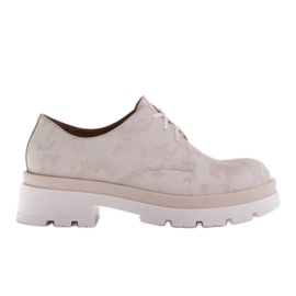 Marco Shoes Camo læder sko med en tyk sål beige