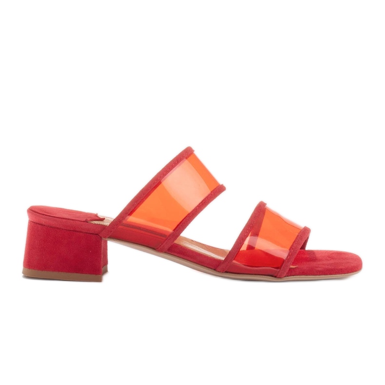 Marco Shoes Tøfler til kvinder med gennemsigtige striber rød