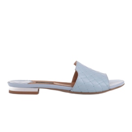 Marco Shoes Elegante dametøfler i præget læder blå