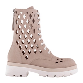 Marco Shoes Velour støvler med perforering beige