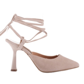 Marco Shoes Knyttede pumper omkring anklen beige