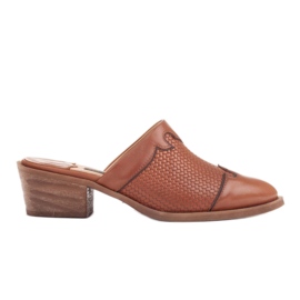 Marco Shoes Kvinders læderhæltøfler med riller brun