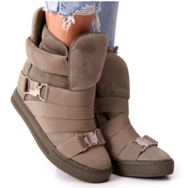 Suede Wedge Sneakers Lu Boo Olive grøn