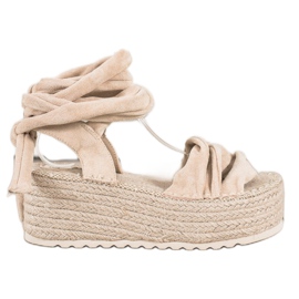 Seastar Bindede sandaler på en høj platform beige