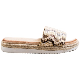 SHELOVET Espadrilles hjemmesko på platformen beige brun