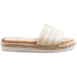 SHELOVET Espadrilles hjemmesko på platformen beige