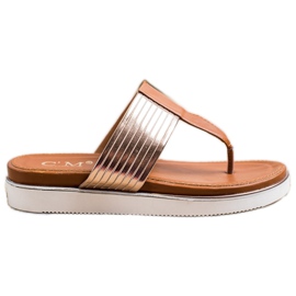 Cm Paris Komfortable øko læder flip-flops brun gylden