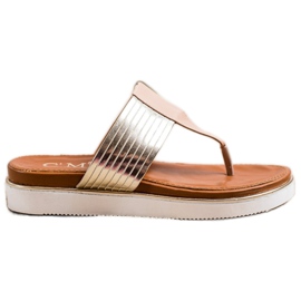 Cm Paris Komfortable øko læder flip-flops beige gylden