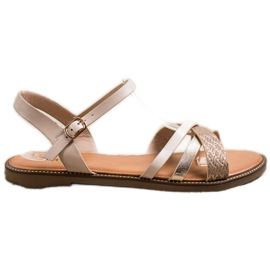 Laura Mode Casual sandaler beige gylden