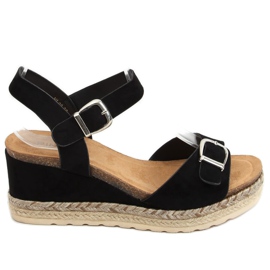 Sorte espadriller på kiler YL93 Sort