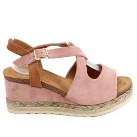 Lyserøde espadriller på kiler pink YL90 Pink
