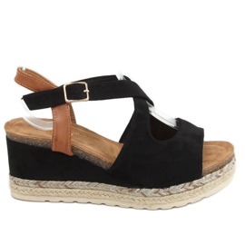 Sort Espadrilles på kiler YL90 Sort