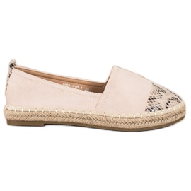 Bestelle Espadrilles med slangetrykindsats beige