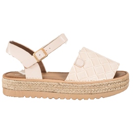 SHELOVET Espadrilles sandaler med Eco læder beige