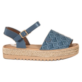 SHELOVET Espadrilles sandaler med Eco læder blå
