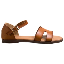 Ideal Shoes Klassiske sandaler lavet af økolæder brun