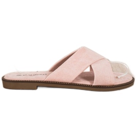 Ideal Shoes Elegante ruskindstøfler lyserød