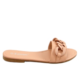 Beige hjemmesko med en kæde CK205P Khaki