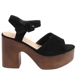 Sorte sandaler træsko F8201 Sort
