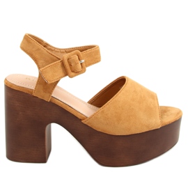 Sandaler træsko kamel F8201 Camel brun