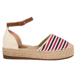 Clowse Stribet Espadrilles med spænde beige rød flerfarvet