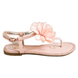 BUONAROTTI Flip-flops sandaler med en blomst orange lyserød