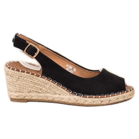 SHELOVET Casual wedge sandaler sort