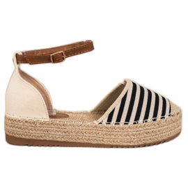 Clowse Stribet Espadrilles med spænde beige brun sort