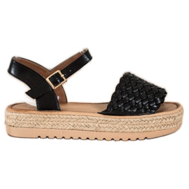 SHELOVET Flettede Espadrilles -sandaler sort
