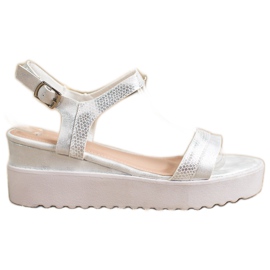 Bestelle Glitrende kile sandaler hvid