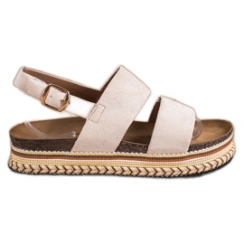 Ideal Shoes Sandaler i ruskind på platformen beige