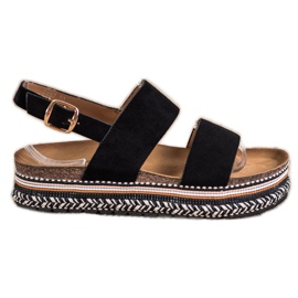 Ideal Shoes Sandaler i ruskind på platformen sort