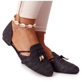 Ballerinas i Spitz med flettet line Lu Boo sort