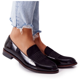 Kvinder lakerede loafers Sergio Leone PB254 Sort