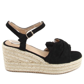 Sorte sandaler espadriller på kiler WH-3K63 Sort