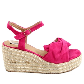 Sandaler espadriller på fuchsia kiler WH-3K63 Fuchsia lyserød