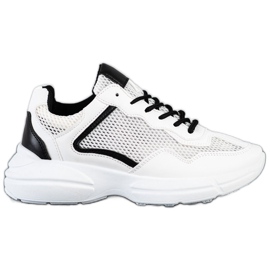 SHELOVET Sneakers med mesh hvid