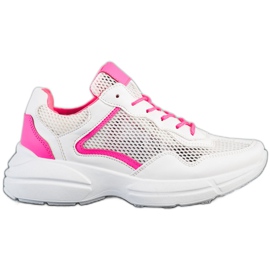 SHELOVET Sneakers med mesh hvid lyserød