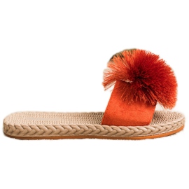 Bestelle Tøfler Med Pompom orange
