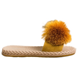 Bestelle Tøfler Med Pompom gul
