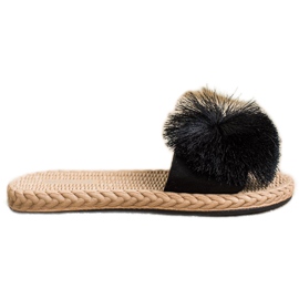 Bestelle Tøfler Med Pompom sort