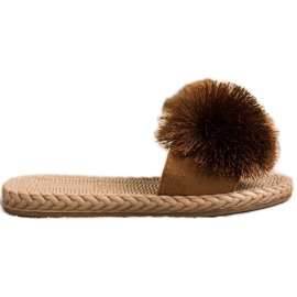 Bestelle Tøfler Med Pompom brun