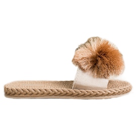 Bestelle Tøfler Med Pompom beige brun