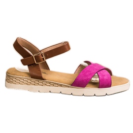 SHELOVET Casual sandaler med spænde brun lyserød