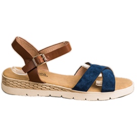 SHELOVET Casual sandaler med spænde brun blå